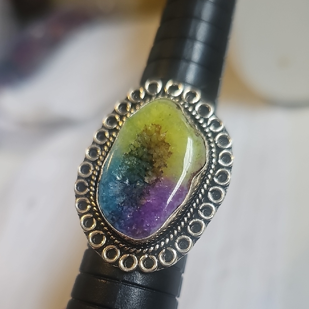 Multicolor Silver Statement Ring - image 1